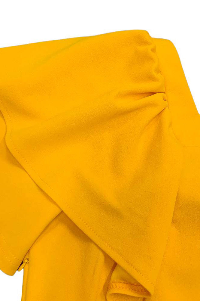 Pleated Flounce Sleeve Slim Fit Dress Lavish Daily