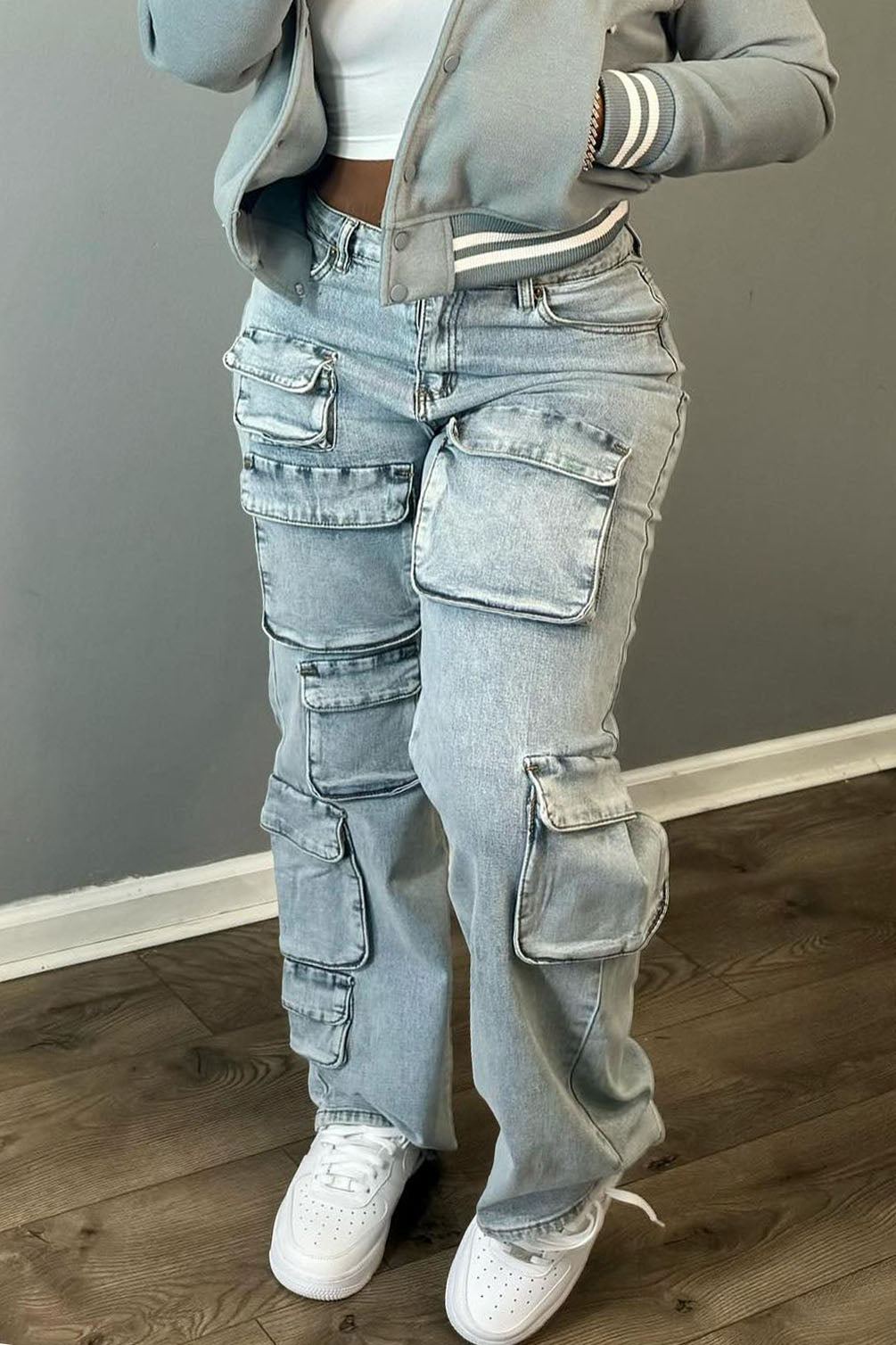 Multi-pocket Straight Washable Jeans Lavish Daily