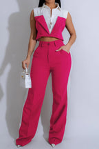 Patchwork Button Tie Back Top And Trousers Set Lavish Daily