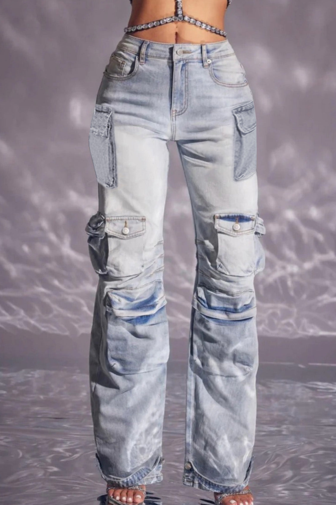 Multi-Pocket Utility Cargo Jeans Lavish Daily