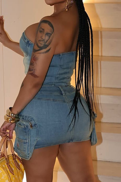 Denim Cargo Skirt Set Lavish Daily