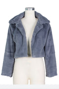 Faux Leather Lapel Short Jacket Lavish Daily