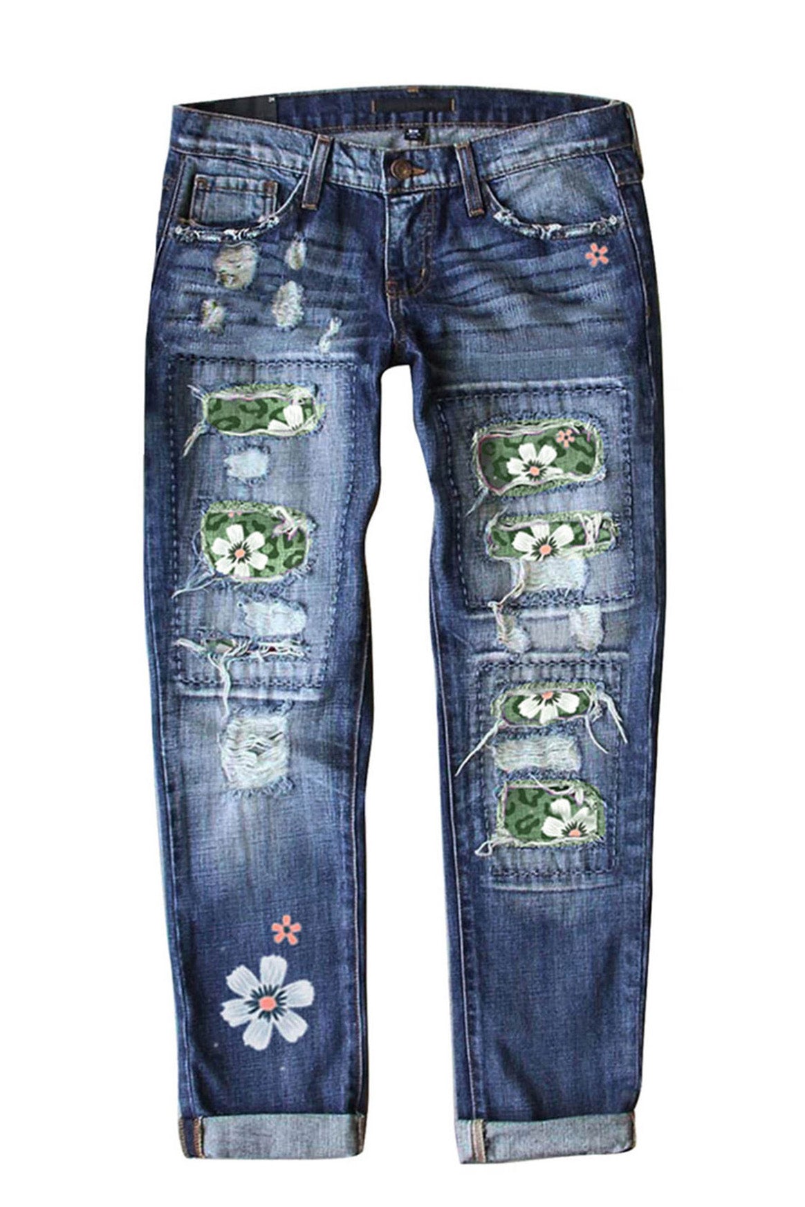 Slim Fit Printed Denim Trousers Lavish Daily