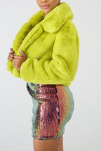 Faux Leather Lapel Short Jacket Lavish Daily