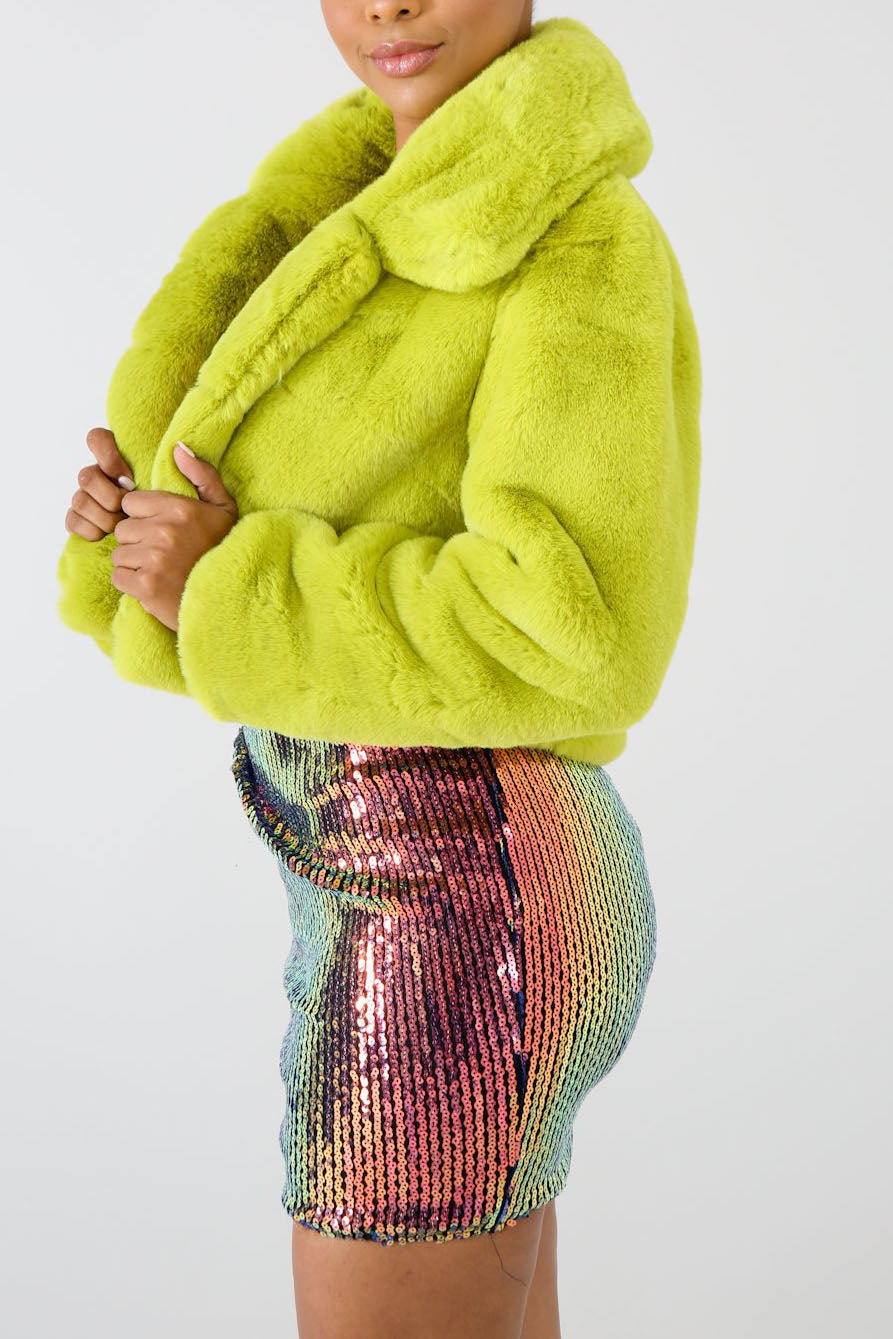 Faux Leather Lapel Short Jacket Lavish Daily