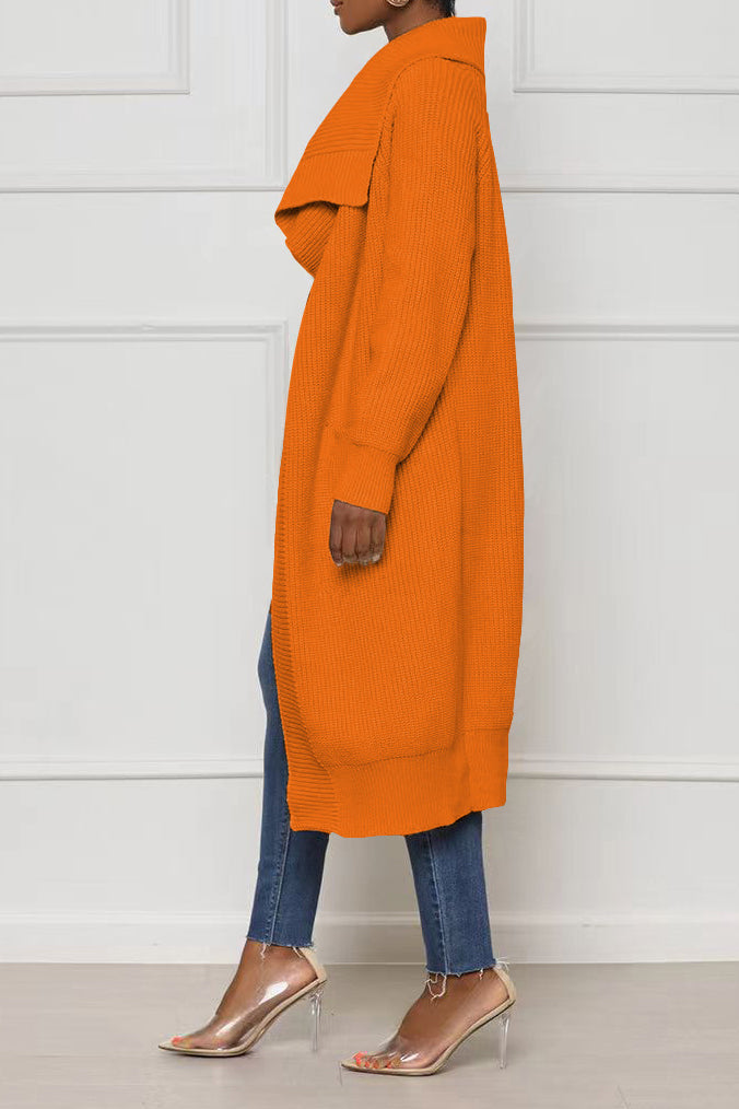 Solid Color Long Knit Cardigans Lavish Daily