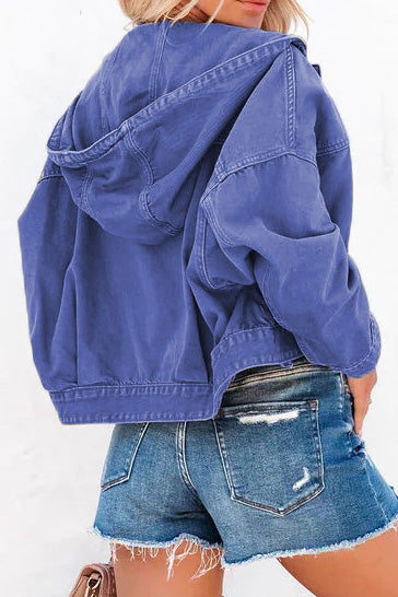 Loose Fit Hooded Denim Jacket Lavish Daily