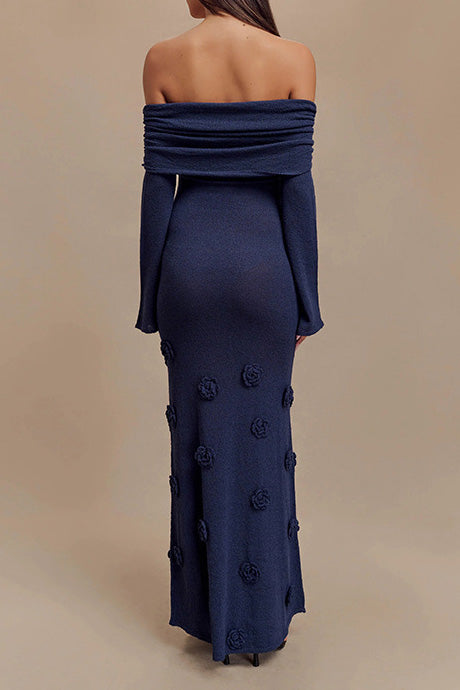 Off Shoulder Knit Maxi Dress Lavish Daily