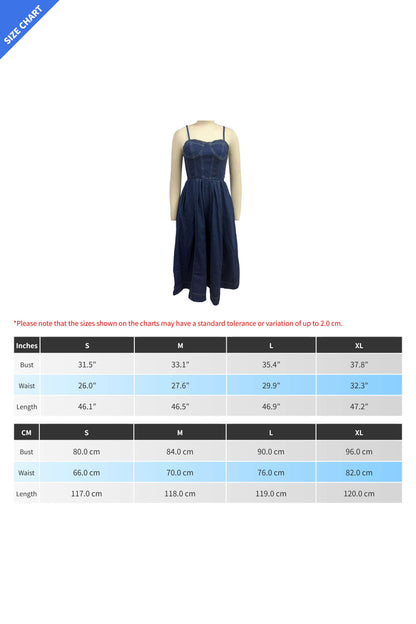 Dark Wash Corset Bodice Denim Midi Dress Lavish Daily