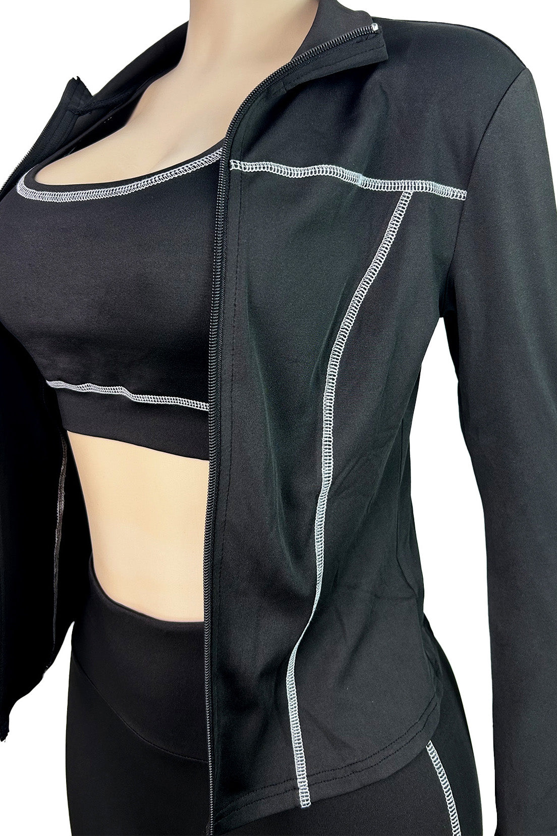 Sport Bra Zip Jacket Leggings Set Lavish Daily