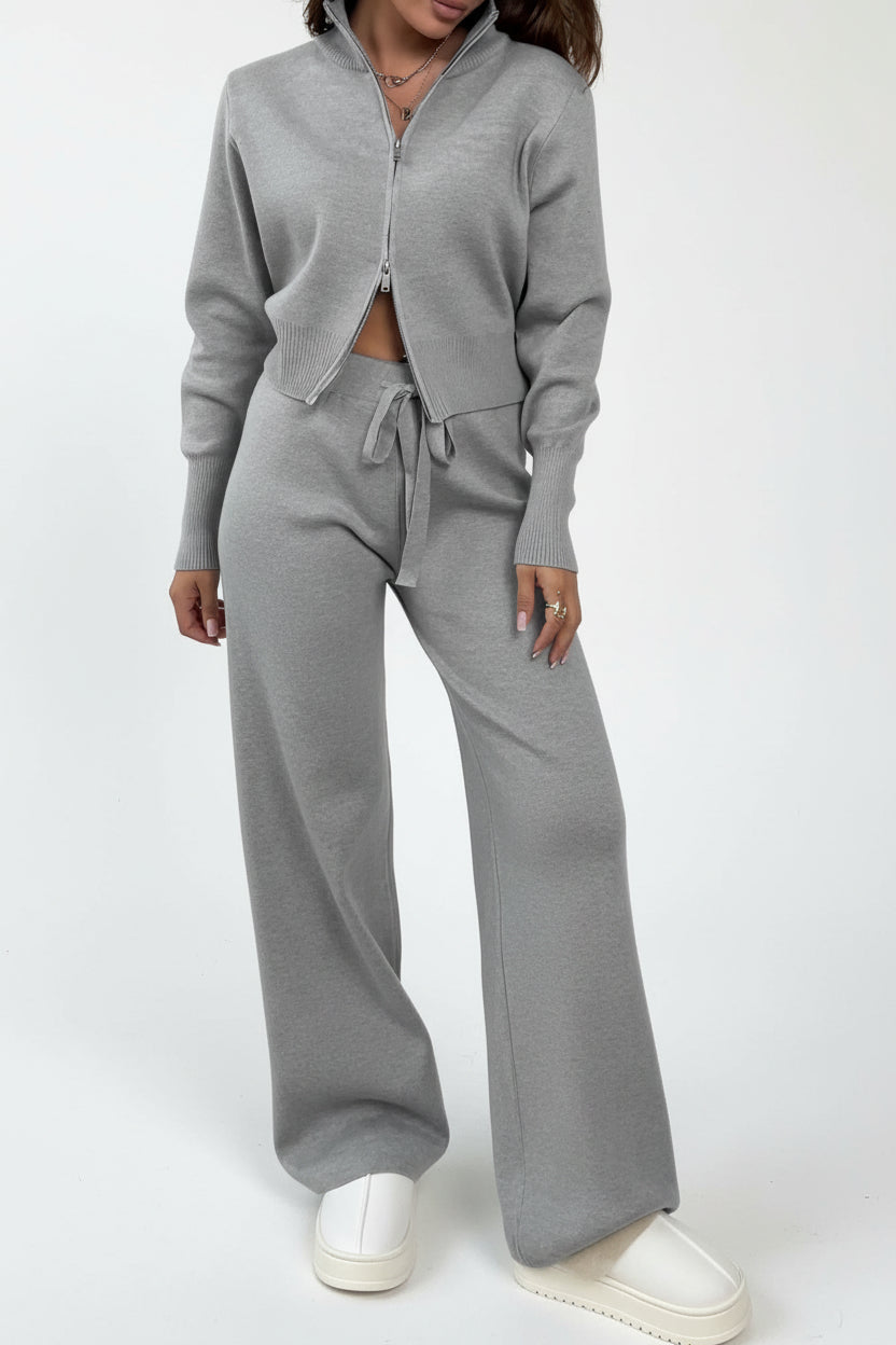 Double-Zip Slim Fit Sweater Set Lavish Daily