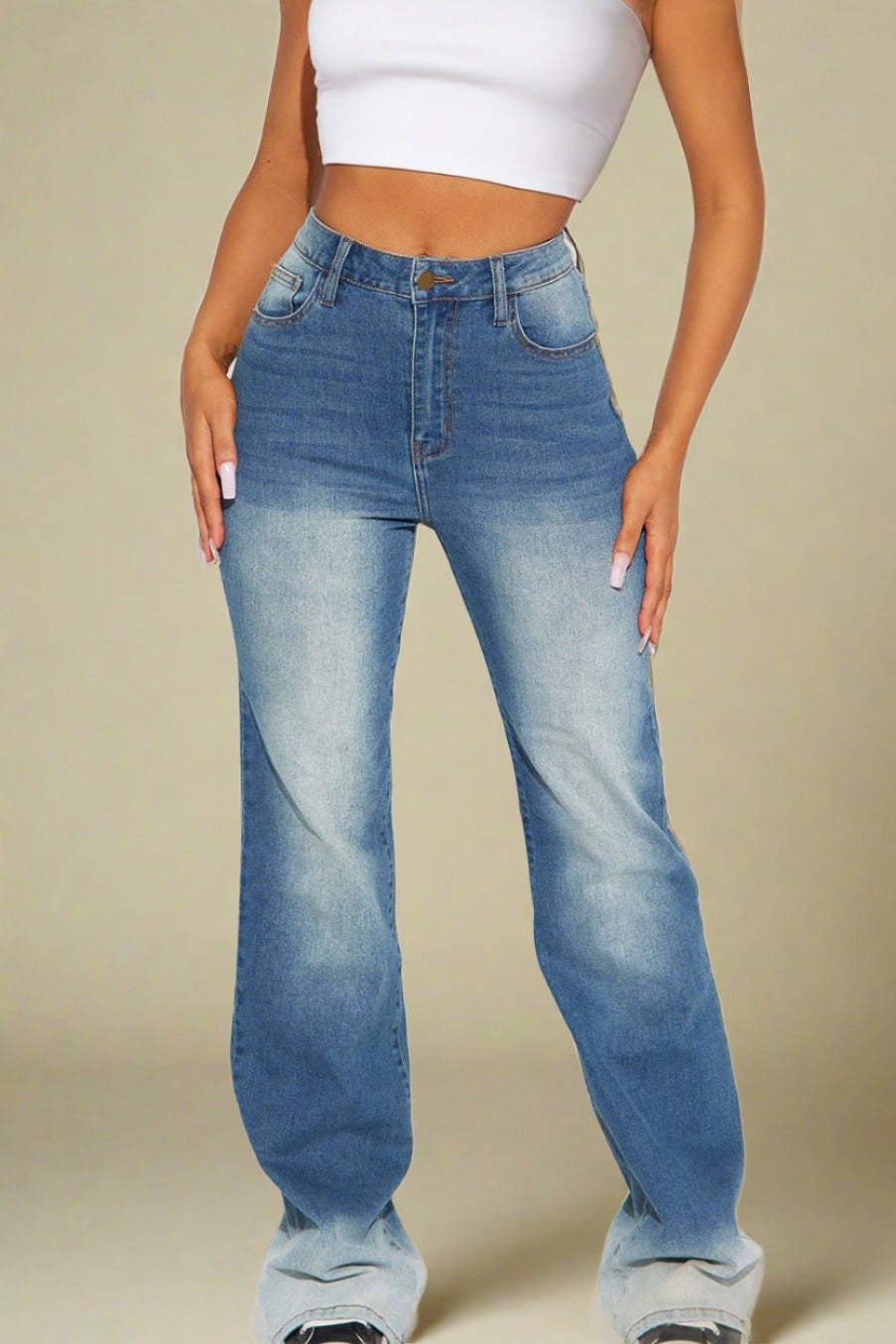 Pocketed Button Straight Jeans Lavish Daily