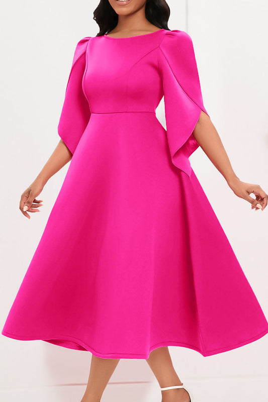 Elegant 3/4 Petal Sleeve Long Midi Dress Lavish Daily