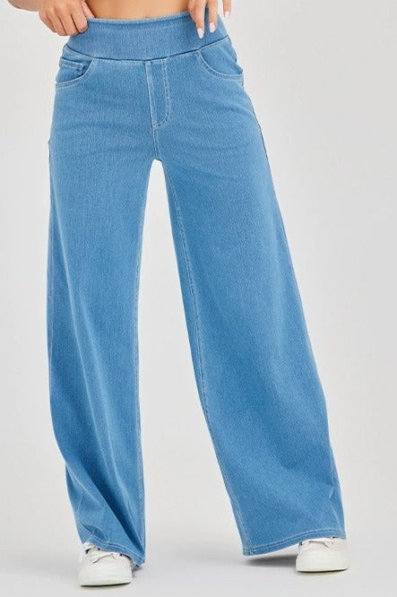 High-Stretch Wide Leg Yoga Jeans LavishDaily