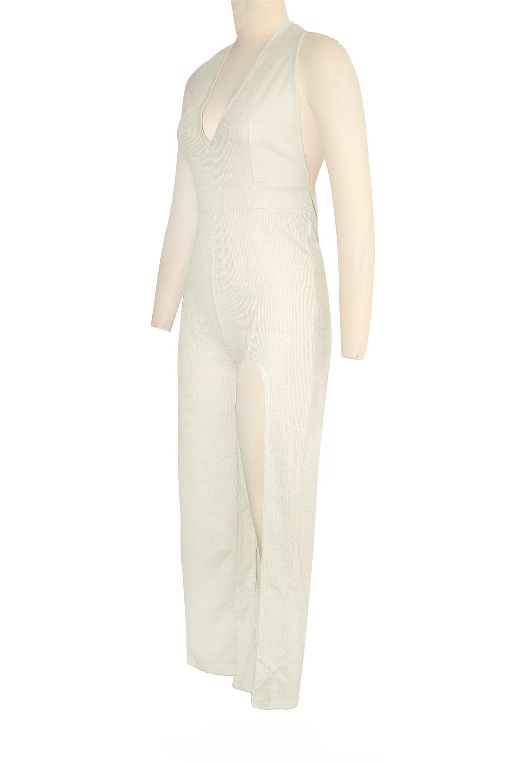 Halter Irregular Slit Jumpsuit Lavish Daily