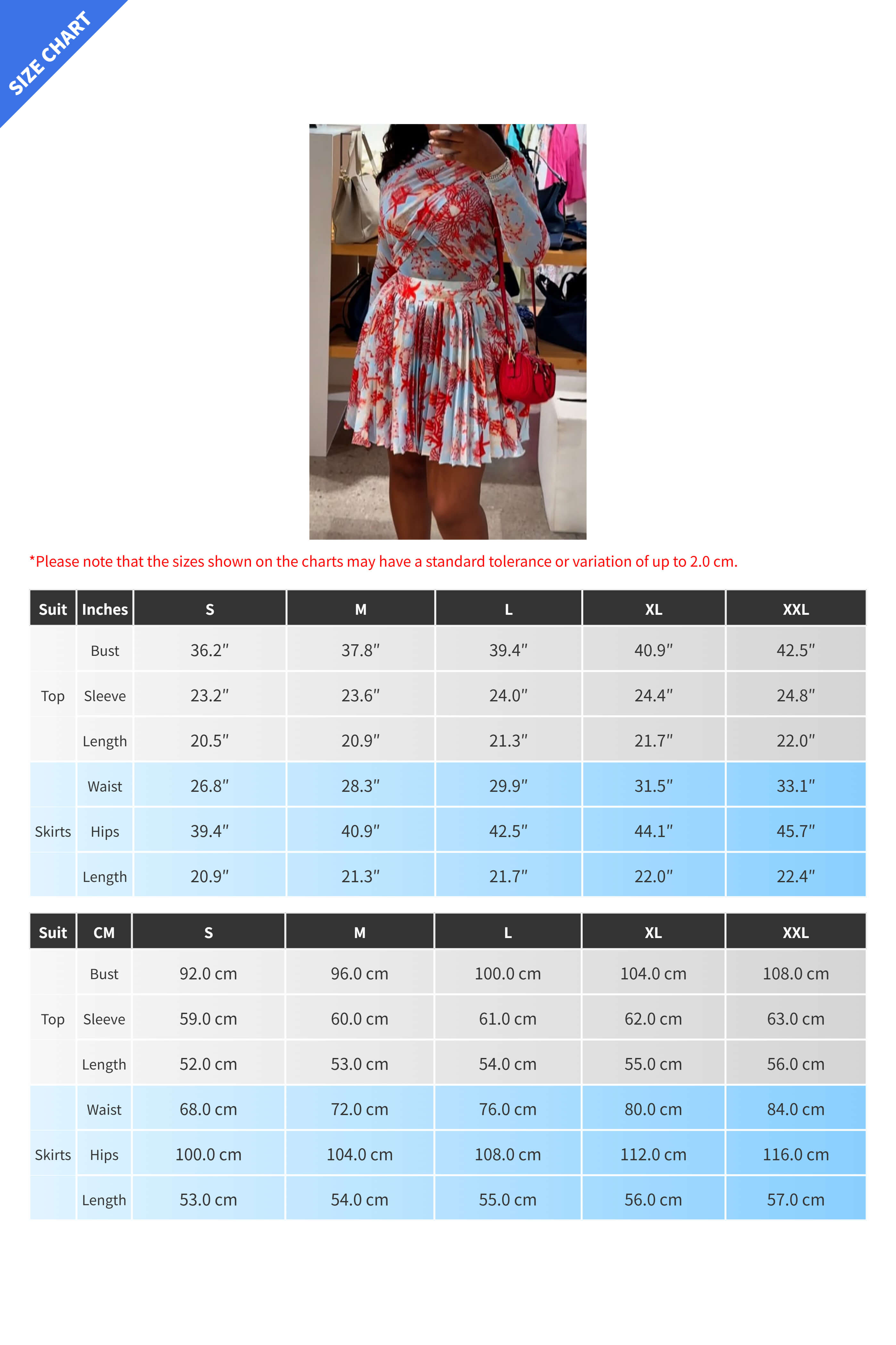 Printed Long Sleeve Top & Pleated Skirt Set Lavish Daily