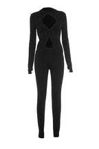 Hollow Out Hook Top Zip Pants Two Piece Set Lavish Daily