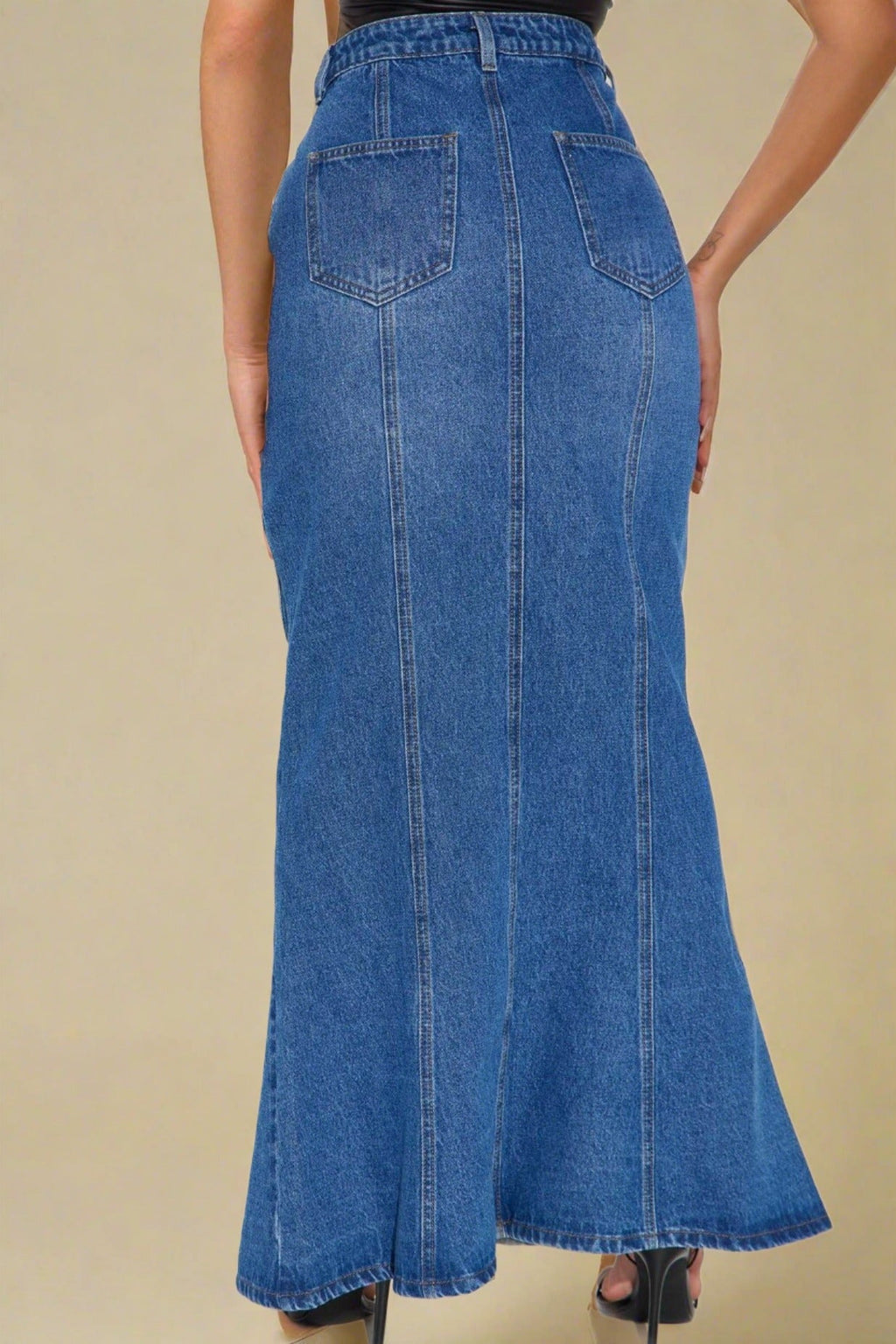 Women's Blue Denim Midi Skirts Lavish Daily