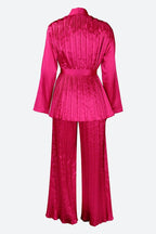 V Neck Long Sleeve Tops Wide Leg Pants Set Lavish Daily