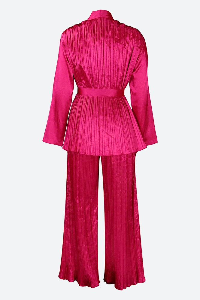 V Neck Long Sleeve Tops Wide Leg Pants Set Lavish Daily