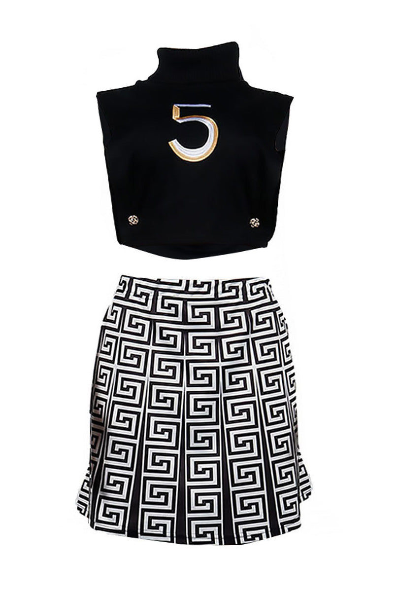 Printed Skirt & Embroidered Top Set Lavish Daily