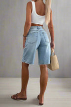 Washed Ripped Loose Denim Shorts Lavish Daily