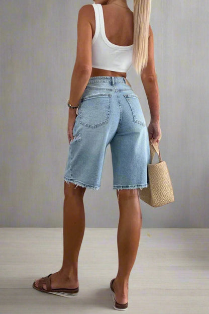 Washed Ripped Loose Denim Shorts Lavish Daily