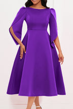 Elegant 3/4 Petal Sleeve Long Midi Dress Lavish Daily
