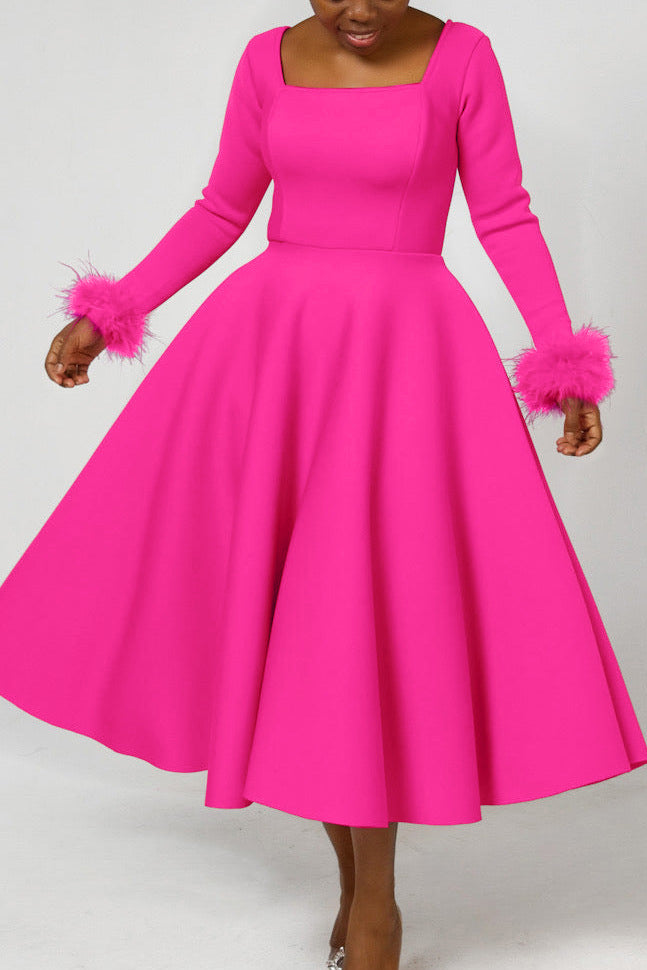 Long Sleeve Square Neck Maxi Dresses Lavish Daily