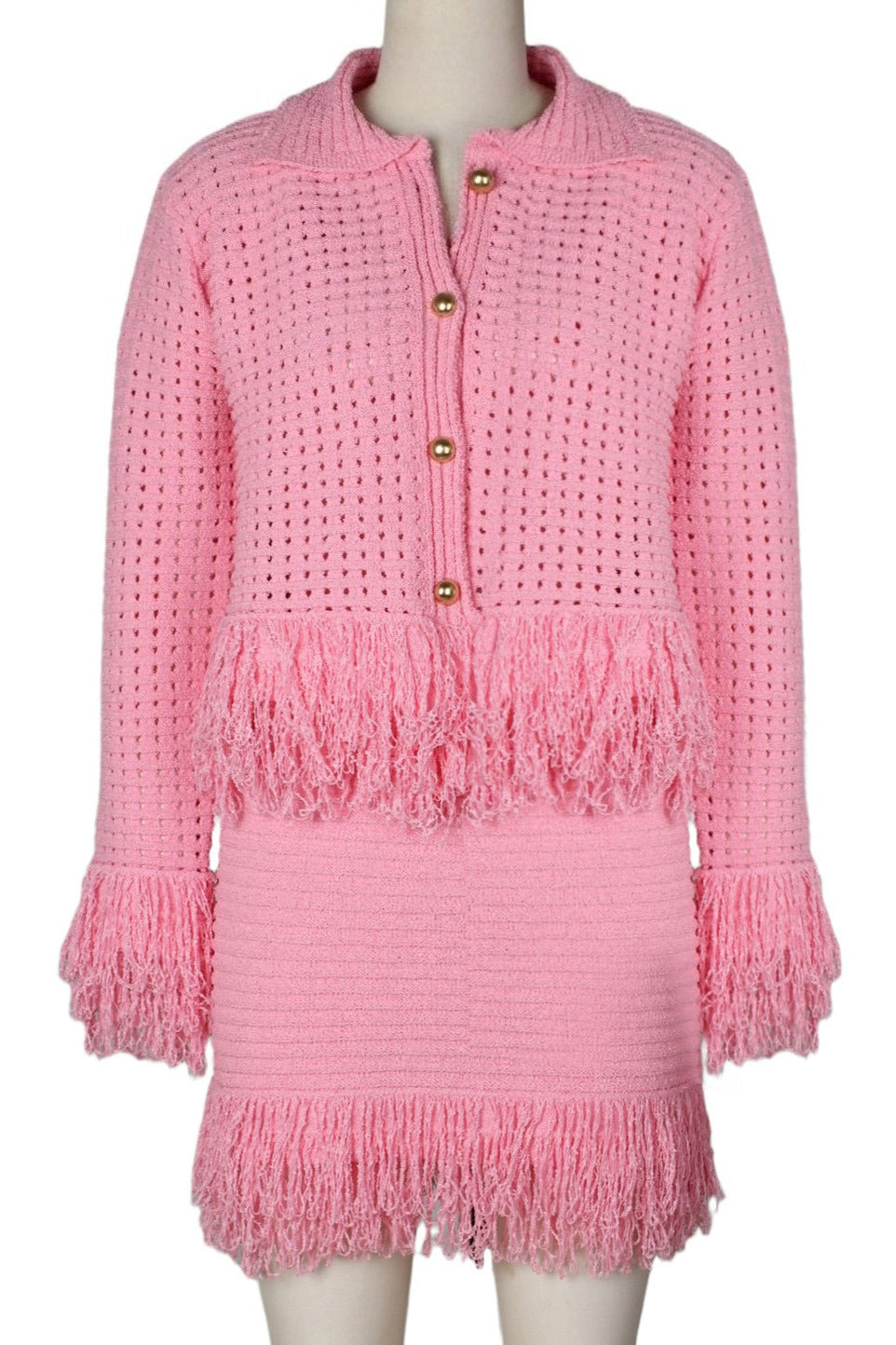 Knitted Fringe Skirt Set Lavish Daily