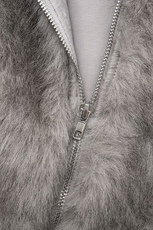 High Neck Fuzzy Zip Vest Top Lavish Daily