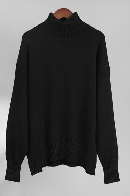 Turtleneck Long Sleeve Sweater Lavish Daily
