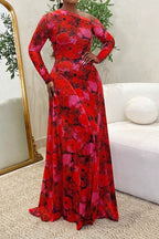 Stretchy One-Shoulder Maxi Flare Dress Lavish Daily