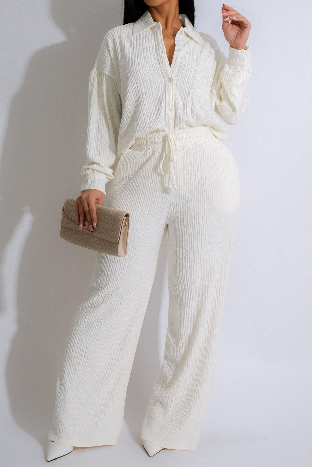 Loose Long Sleeve Top & Straight Pants Set Lavish Daily