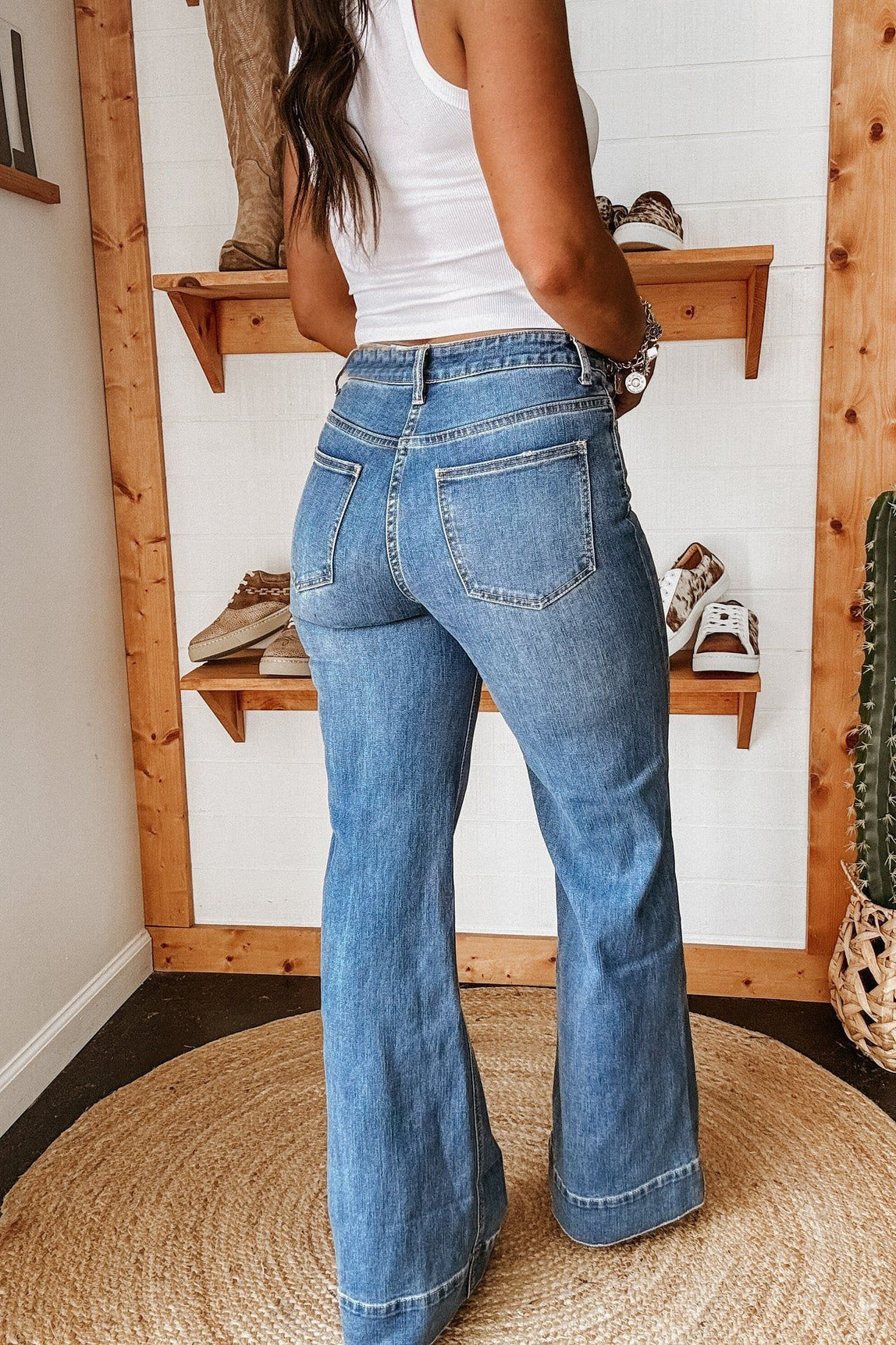 Washed Stretch Straight Leg Jeans Lavish Daily