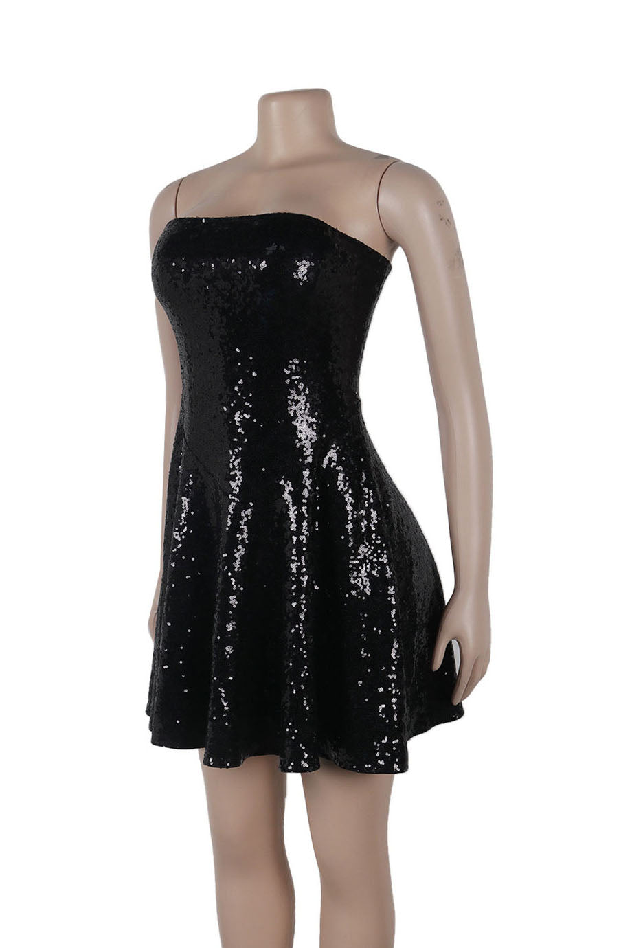 Black Sequin Strapless Mini Dress Lavish Daily