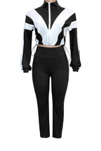 Sporty Color Block 2-Piece Tracksuit Lavish Daily