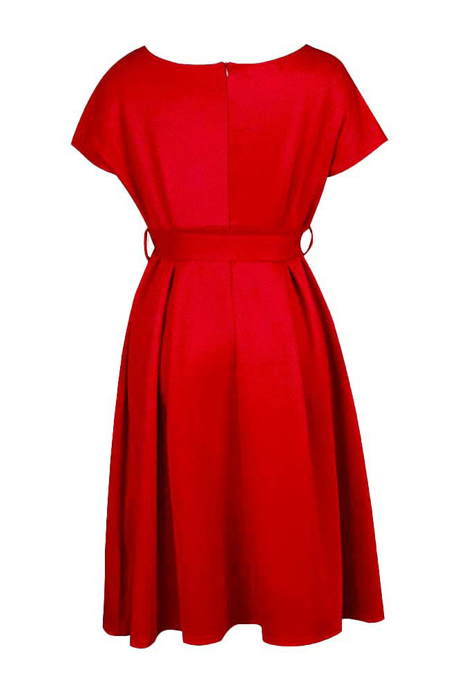 Solid Color Belted Bow Tie Waist Dress Lavish Daily