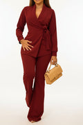 Tie Waist Blazer and Pants Two Piece Set Lavish Daily