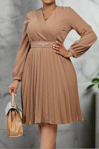 V Neck Long Sleeve Evening Long Dress Lavish Daily