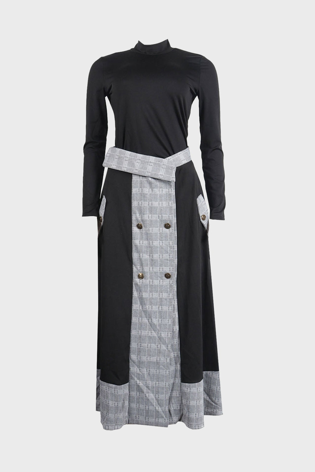 Mock-Neck Tee & Plaid Combo Skirt Set Lavish Daily