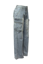 High-Rise Cargo Wide-Leg Utility Denim Jeans Lavish Daily