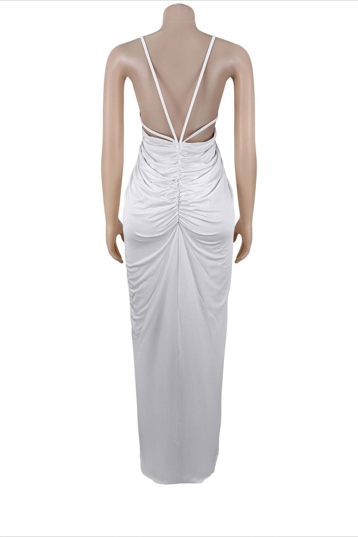 Draped V-Neck Cutout Slit Maxi Dress Lavish Daily