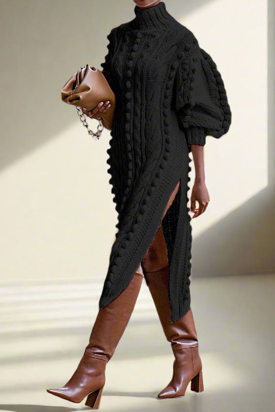 Midi Length Knitted Sweater Dress Lavish Daily