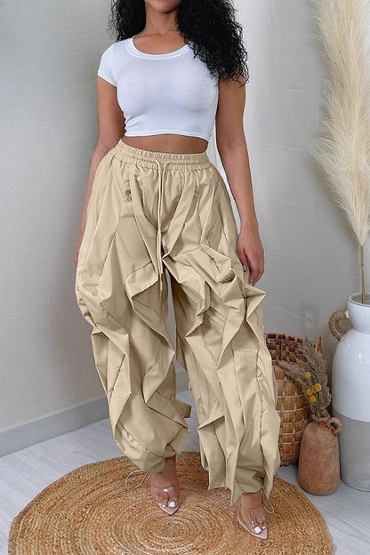 Patchwork Cargo Lantern Jogger Pants Lavish Daily