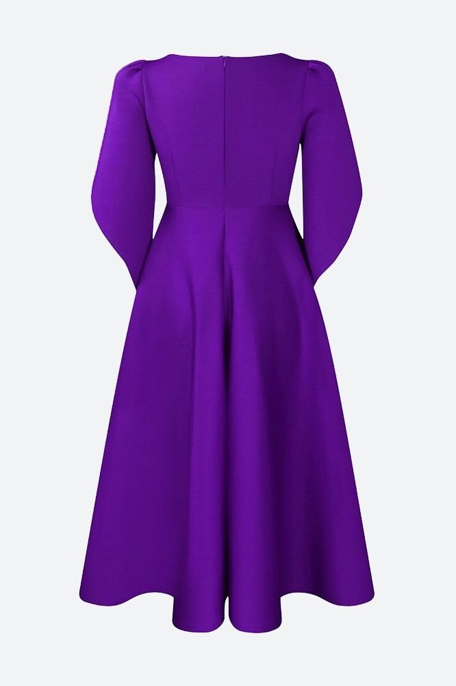 Elegant 3/4 Petal Sleeve Long Midi Dress Lavish Daily