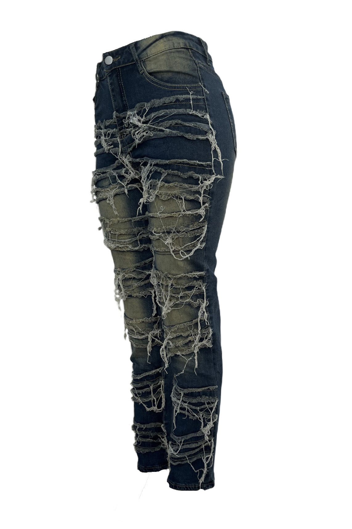 Whiskered Stretch Patch Skinny Jeans Lavish Daily