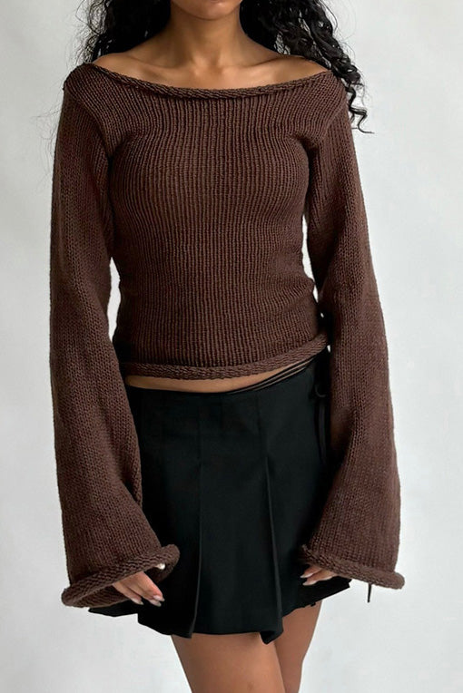 Off Shoulder Knitted Sweater Lavish Daily