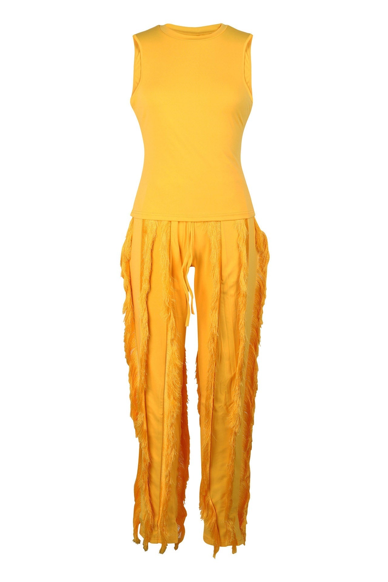 Fringe Pants Sleeveless Casual Two Piece Set Lavish Daily