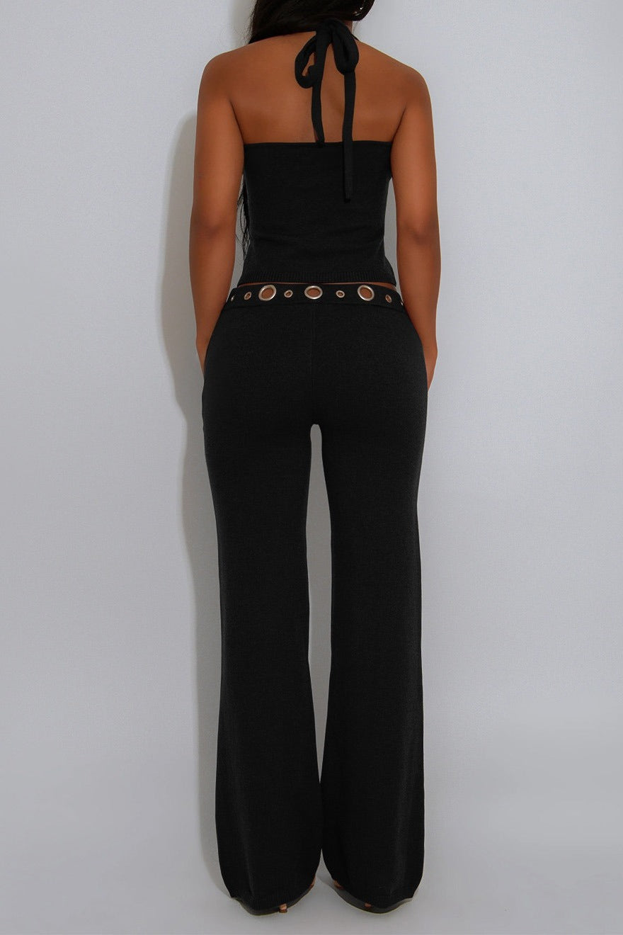 Grommet Halter Neck Two Piece Set Lavish Daily